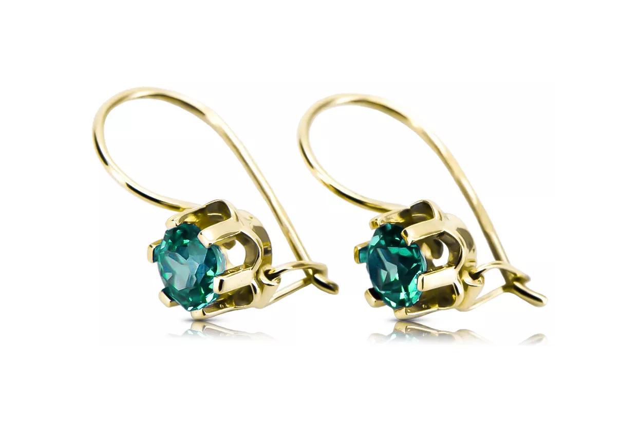 Emerald 14K Yellow gold Earrings Vintage Jewlery vec019y